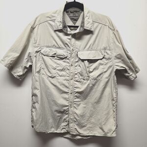REI Men's Vented Short Sleeve Button Down Fly Fishing Garden Shirt Sz Med UPF 50